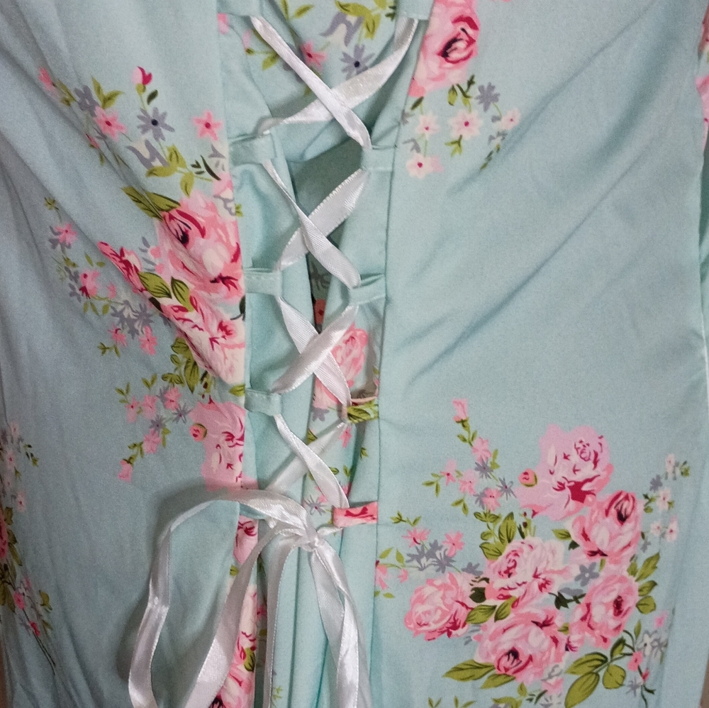 Floral Maxi Dress with Ruffle Hem and Corset Waist Size 3X - Picture 6 of 6